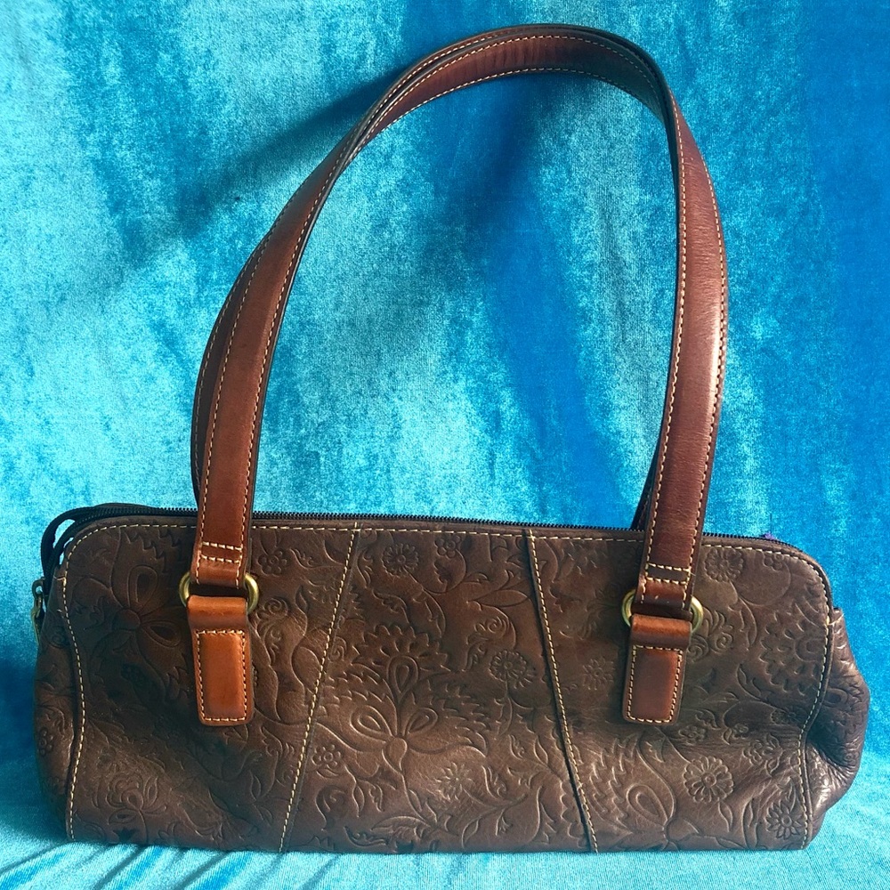 Vintage Fossil Brown Leather Shoulder Bag